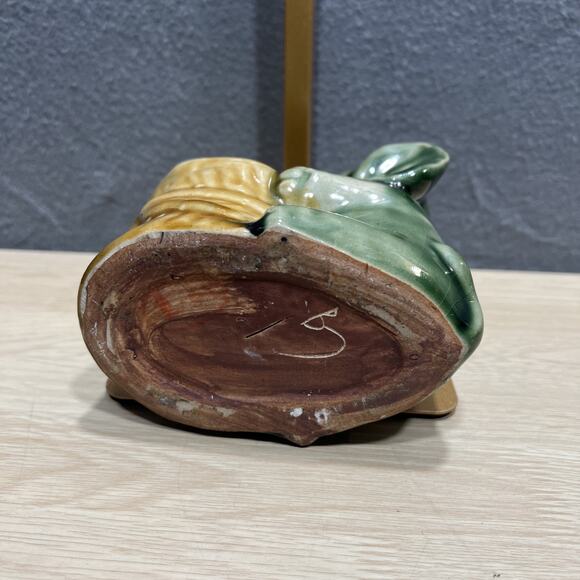 Vintage MCM Green Elephant Glazed Ceramic Planter Pot Holder Good Luck Posed - Picture 5 of 8